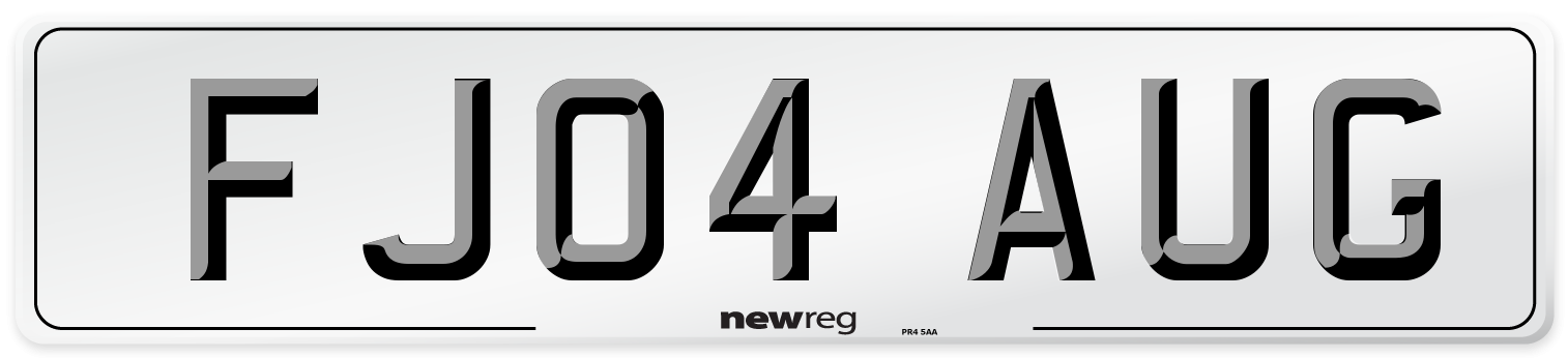 FJ04 AUG Front Number Plate