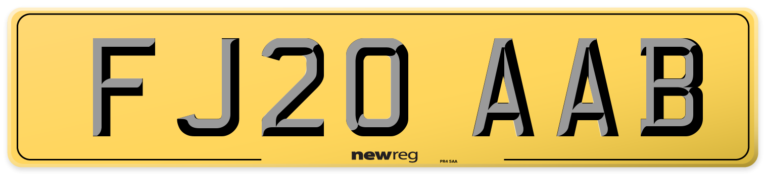 FJ20 AAB Rear Number Plate