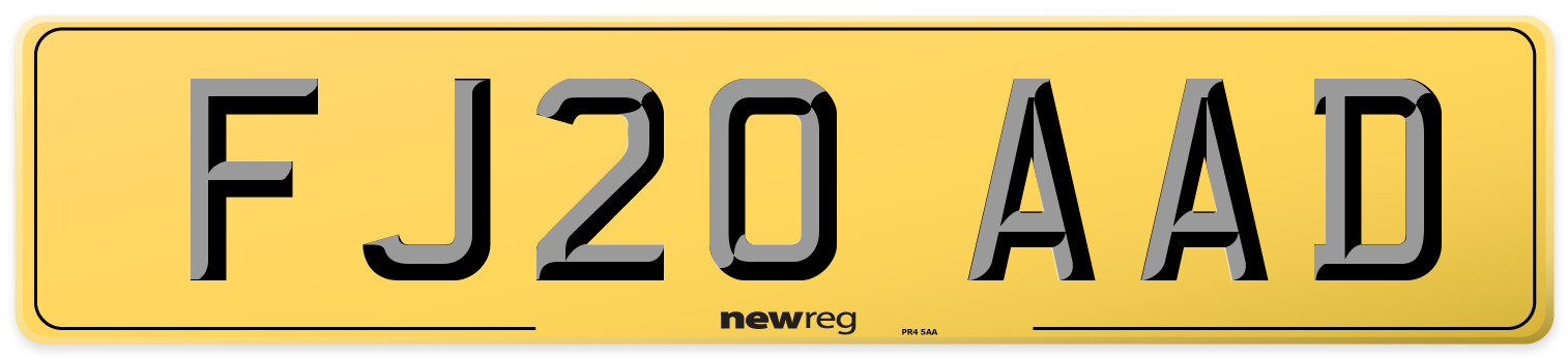 FJ20 AAD Rear Number Plate