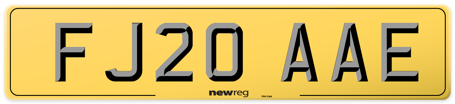 FJ20 AAE Rear Number Plate