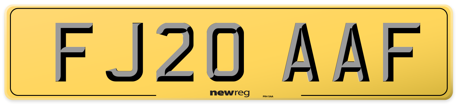 FJ20 AAF Rear Number Plate