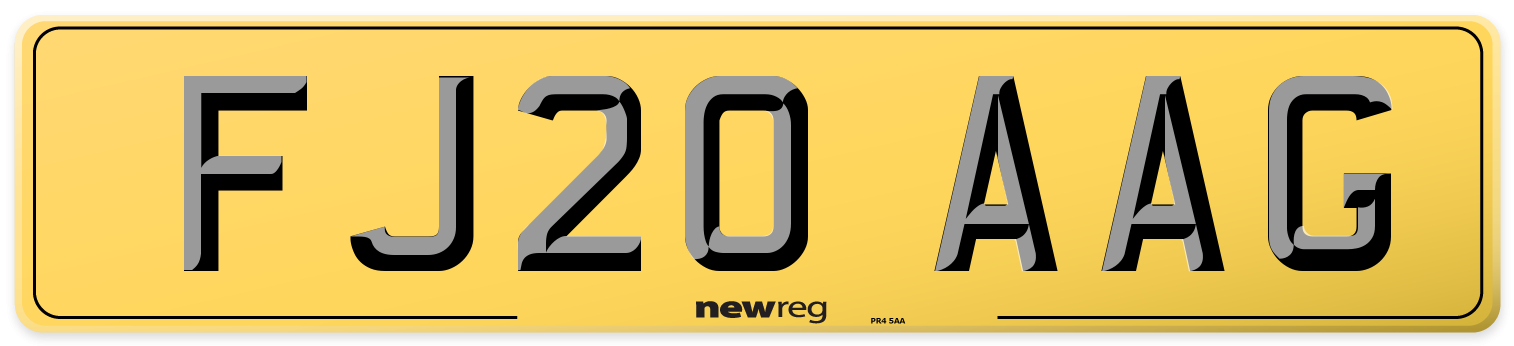 FJ20 AAG Rear Number Plate