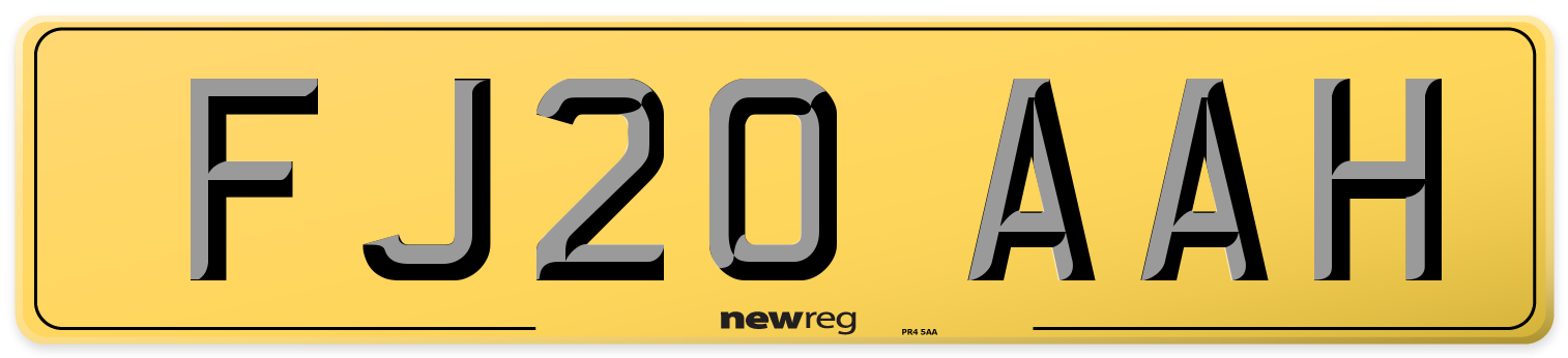 FJ20 AAH Rear Number Plate