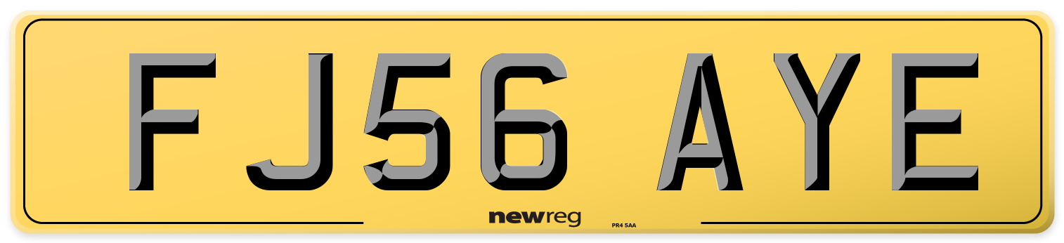 FJ56 AYE Rear Number Plate