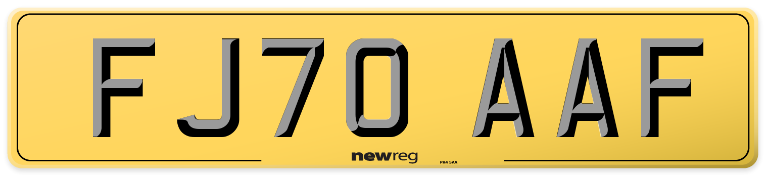 FJ70 AAF Rear Number Plate