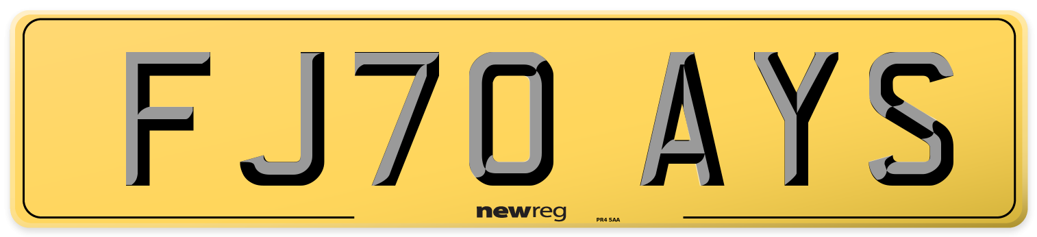 FJ70 AYS Rear Number Plate