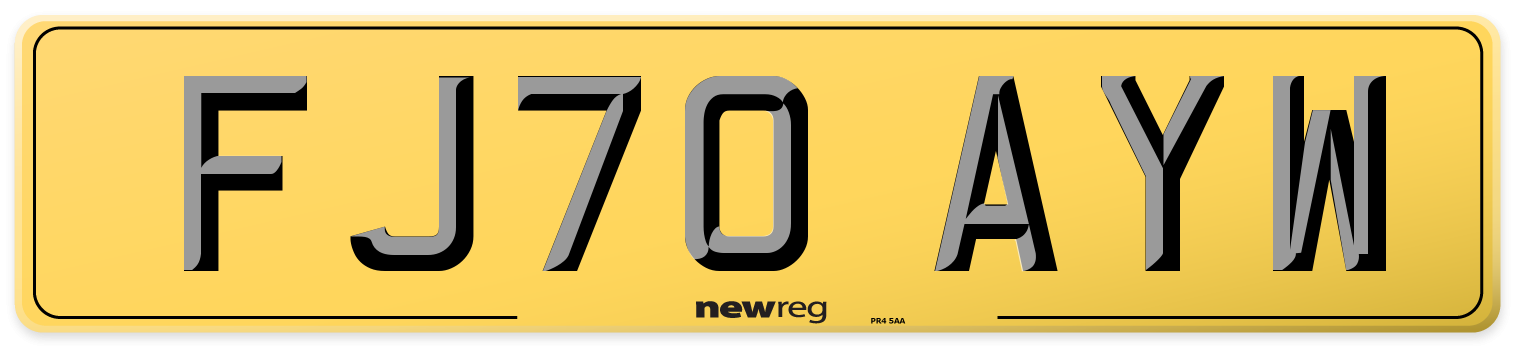 FJ70 AYW Rear Number Plate
