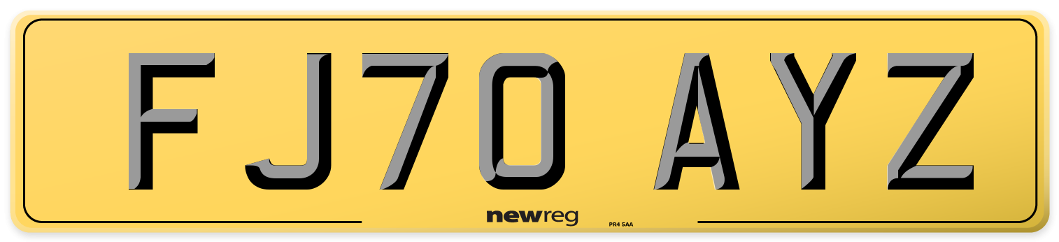 FJ70 AYZ Rear Number Plate