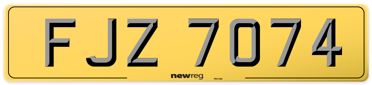 FJZ 7074 Rear Number Plate