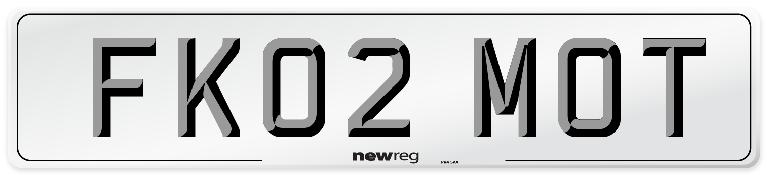 FK02 MOT Front Number Plate