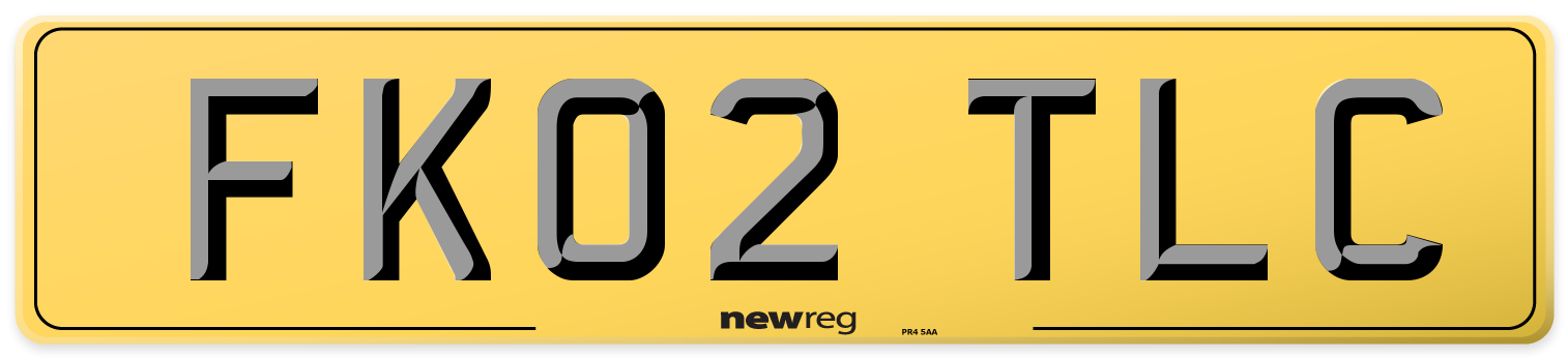 FK02 TLC Rear Number Plate