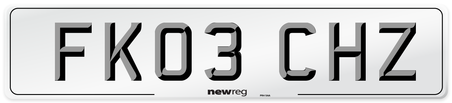 FK03 CHZ Front Number Plate