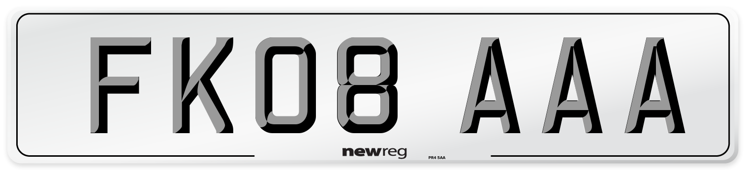 FK08 AAA Front Number Plate