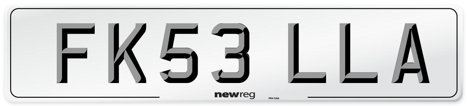 FK53 LLA Front Number Plate