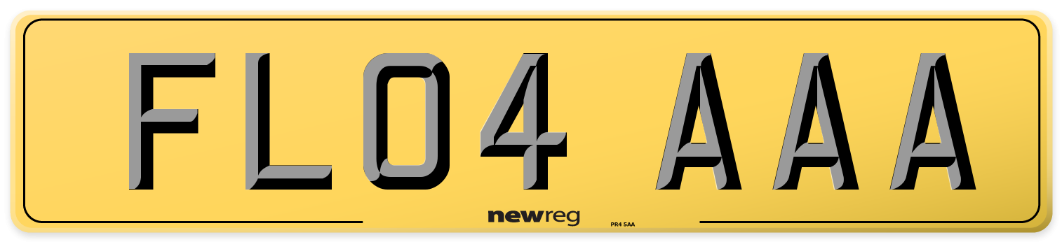 FL04 AAA Rear Number Plate