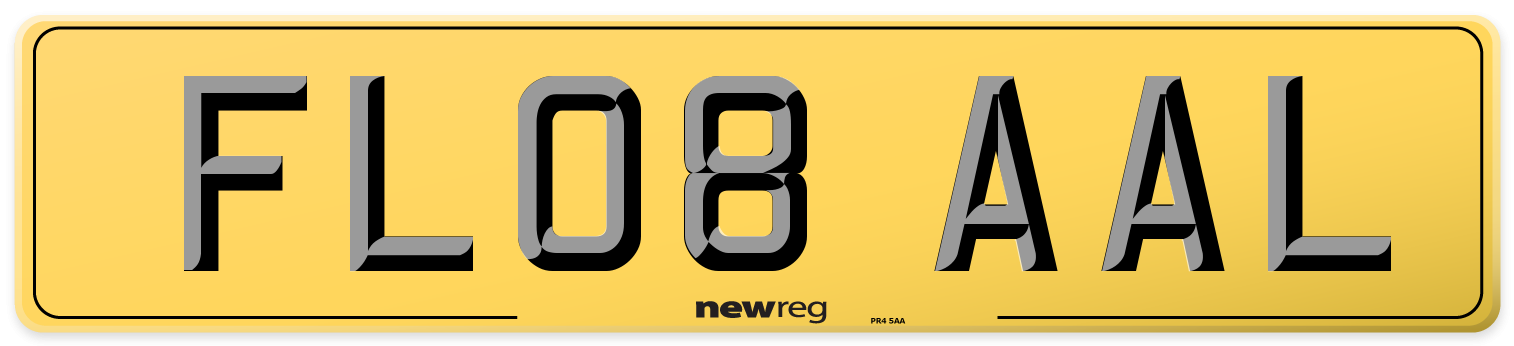 FL08 AAL Rear Number Plate