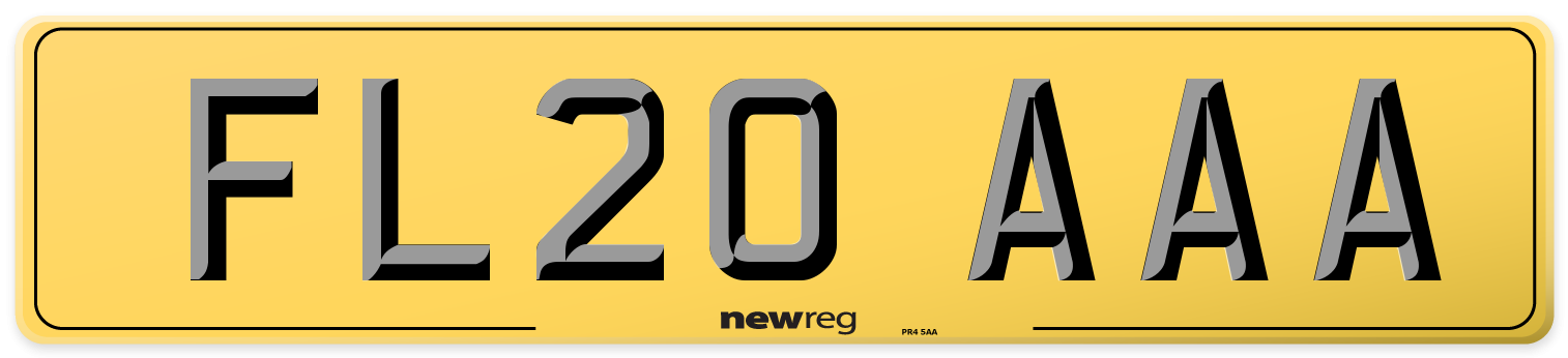 FL20 AAA Rear Number Plate