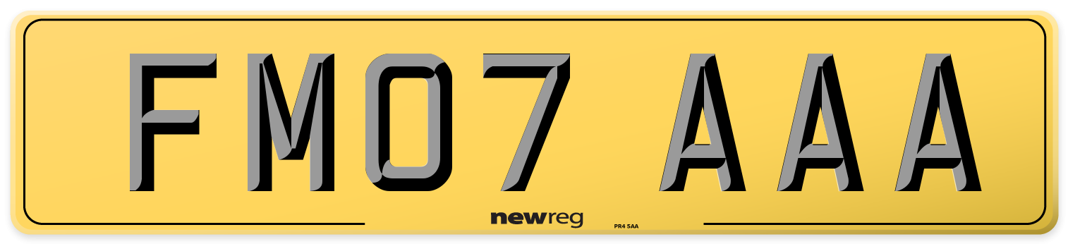 FM07 AAA Rear Number Plate