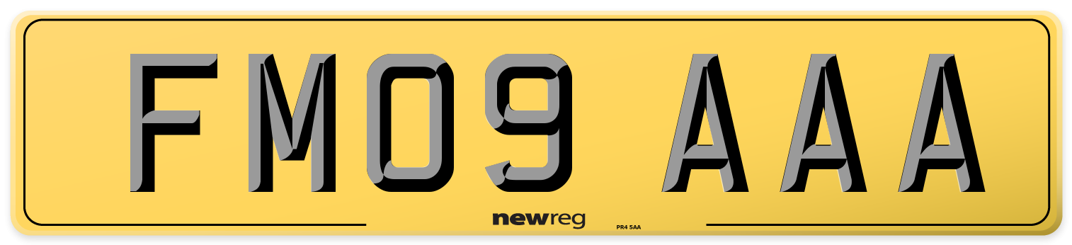FM09 AAA Rear Number Plate