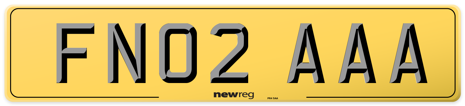 FN02 AAA Rear Number Plate