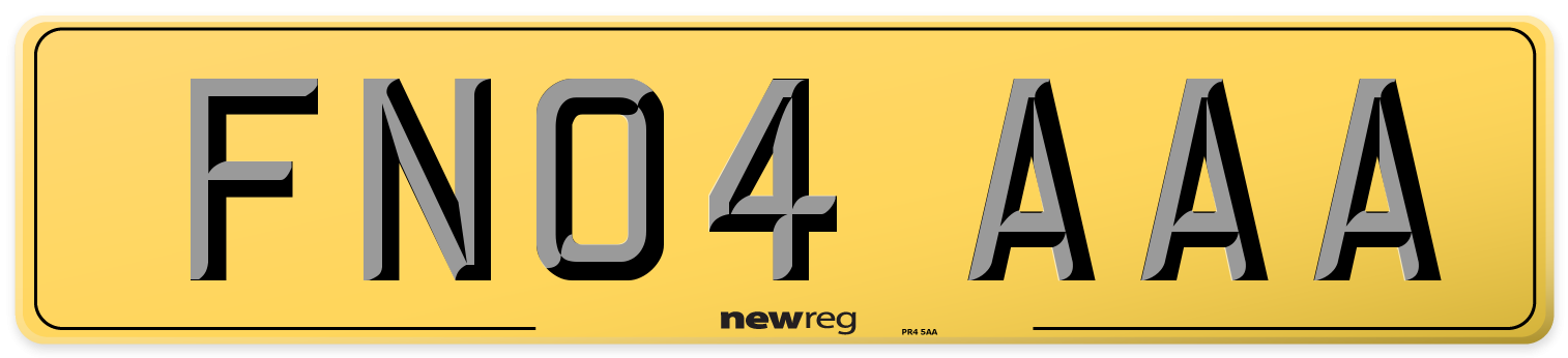 FN04 AAA Rear Number Plate