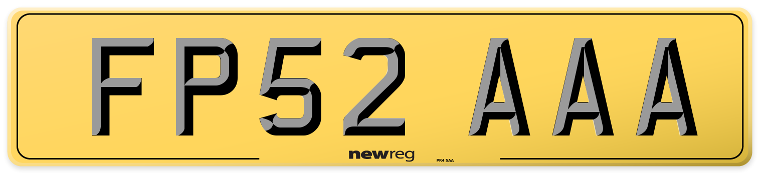 FP52 AAA Rear Number Plate