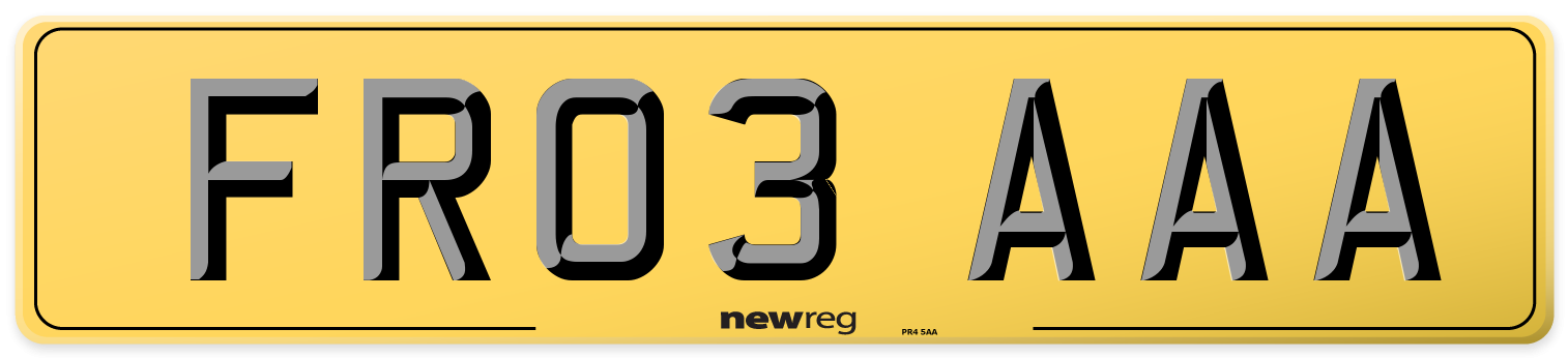FR03 AAA Rear Number Plate