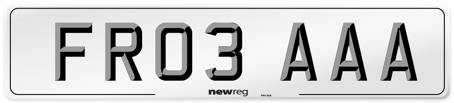 FR03 AAA Front Number Plate
