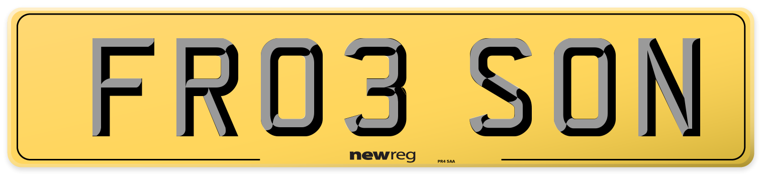 FR03 SON Rear Number Plate