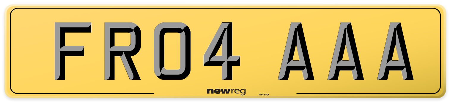 FR04 AAA Rear Number Plate