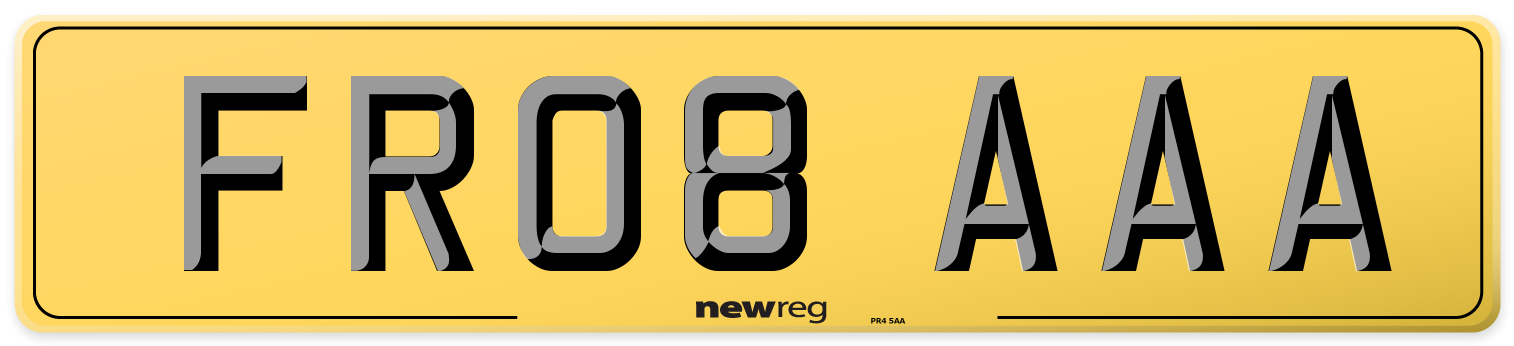 FR08 AAA Rear Number Plate