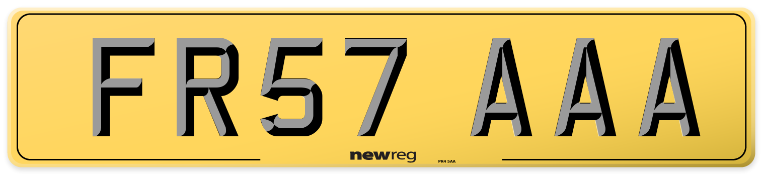 FR57 AAA Rear Number Plate