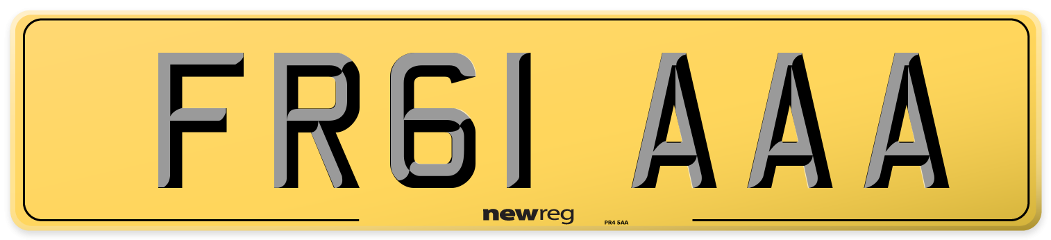 FR61 AAA Rear Number Plate