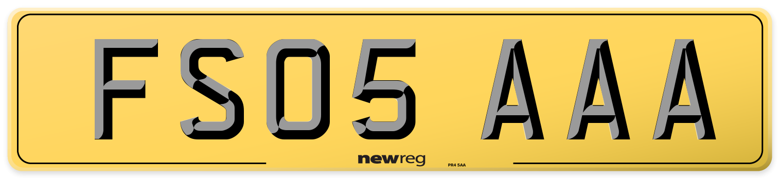 FS05 AAA Rear Number Plate