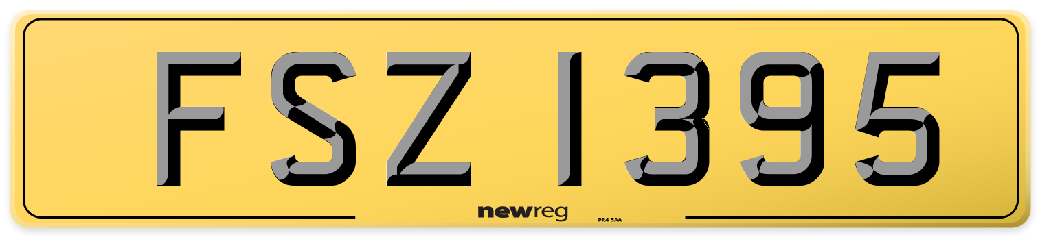 FSZ 1395 Rear Number Plate