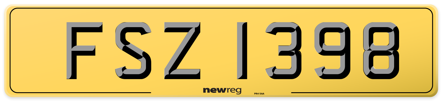 FSZ 1398 Rear Number Plate