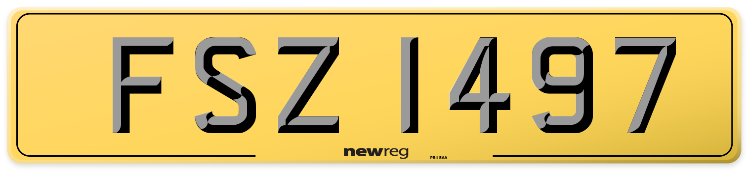 FSZ 1497 Rear Number Plate