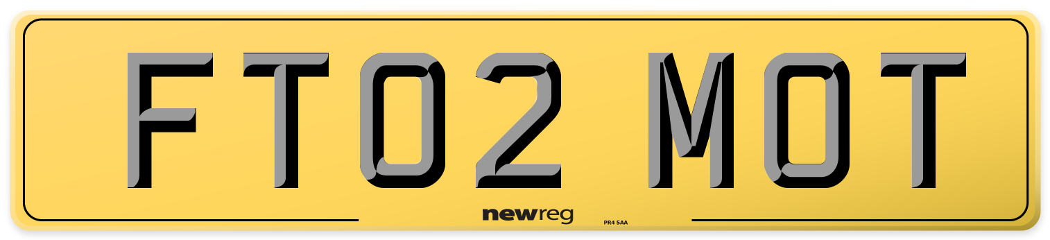 FT02 MOT Rear Number Plate