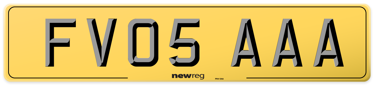 FV05 AAA Rear Number Plate
