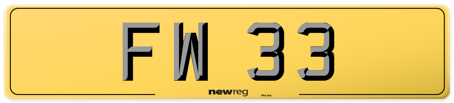FW 33 Rear Number Plate