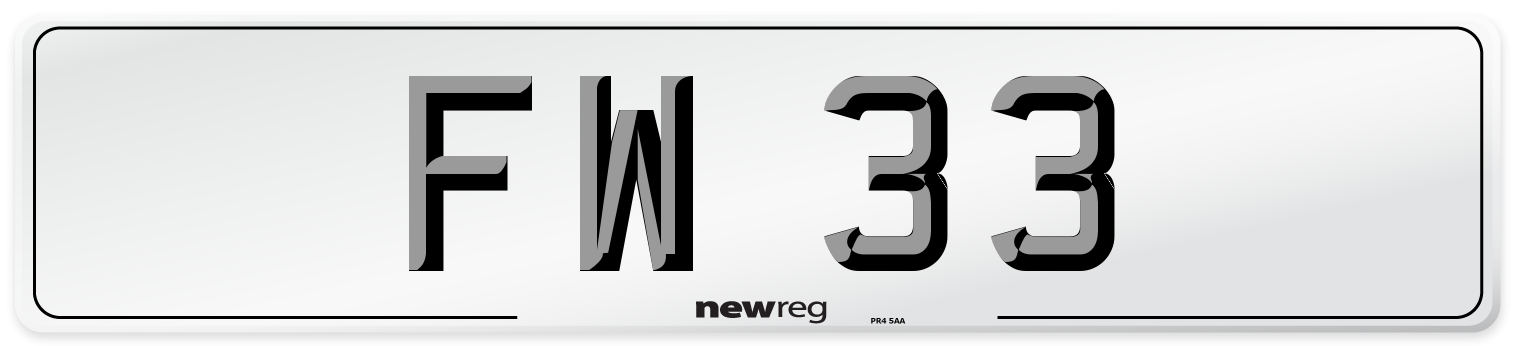 FW 33 Front Number Plate