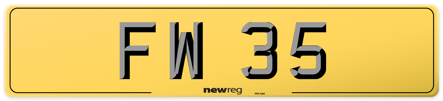 FW 35 Rear Number Plate