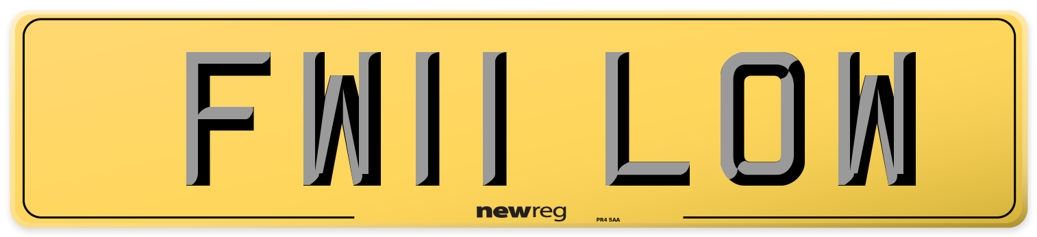FW11 LOW Rear Number Plate