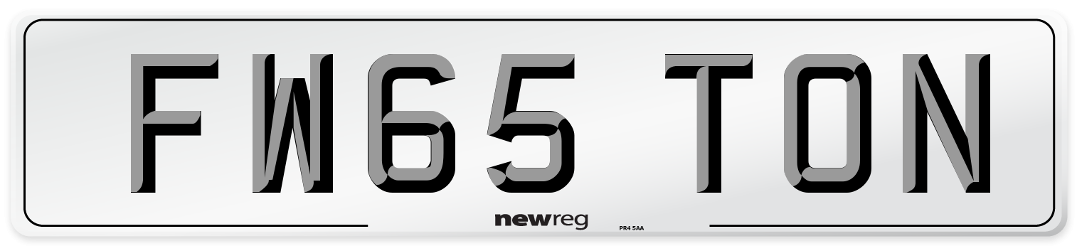 FW65 TON Front Number Plate