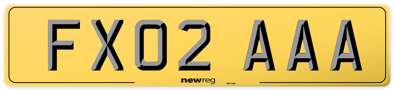 FX02 AAA Rear Number Plate