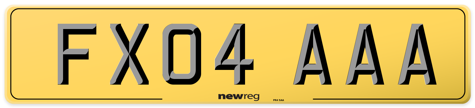 FX04 AAA Rear Number Plate