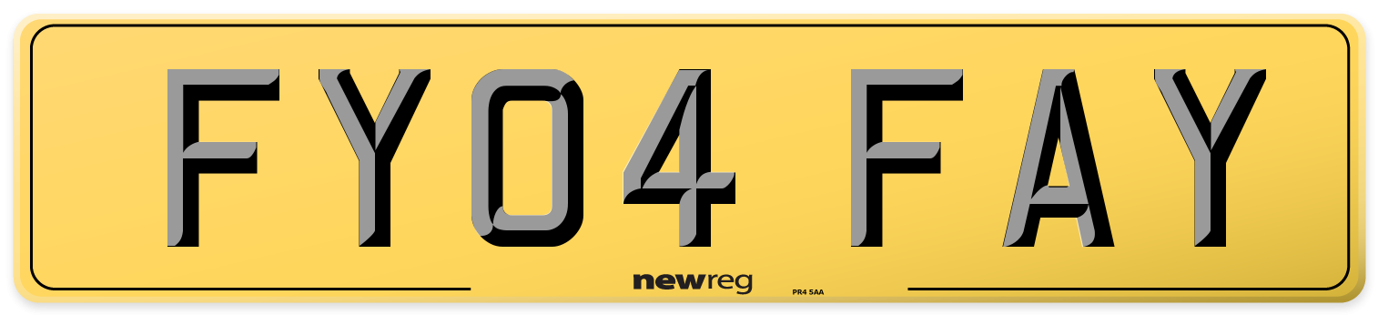 FY04 FAY Rear Number Plate