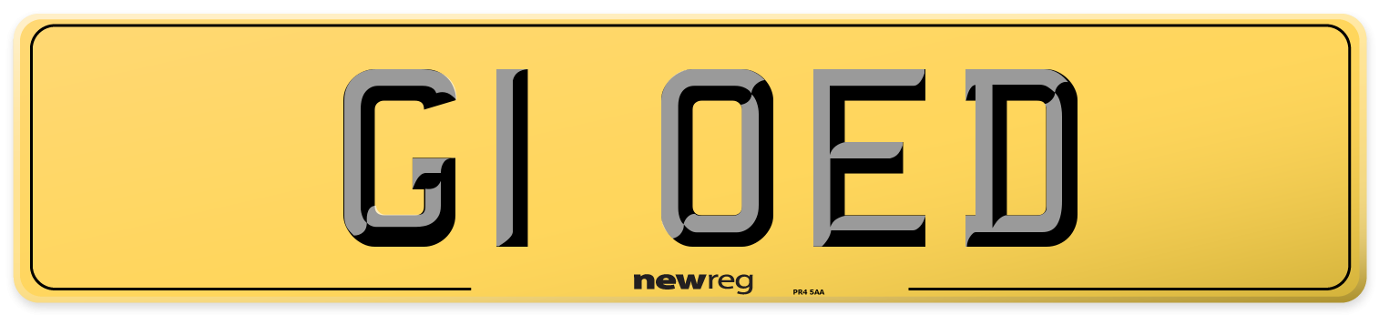 G1 OED Rear Number Plate