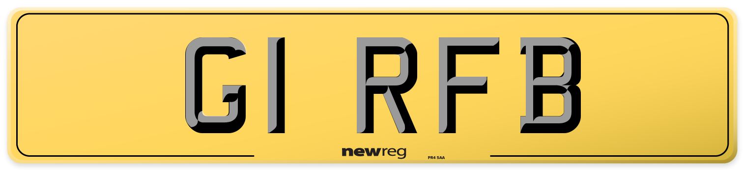 G1 RFB Rear Number Plate