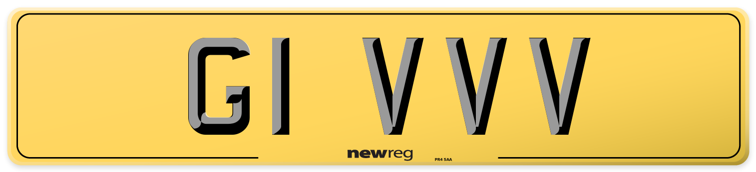 G1 VVV Rear Number Plate